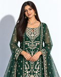 Green Embroidered Organza Suit (ATK-003)