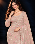 Peach Dori Work Embroidered Saree (ATS-004)