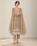 Golden Embroidered Organza Suit (ATK-005)