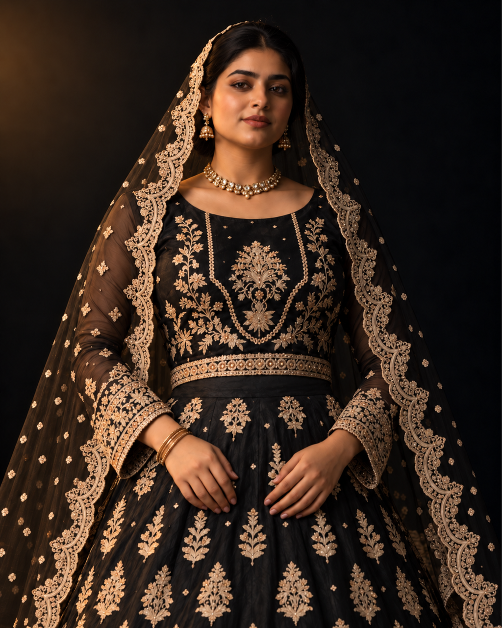 Black Heavy Embroidered Lehnga (ATL-001)