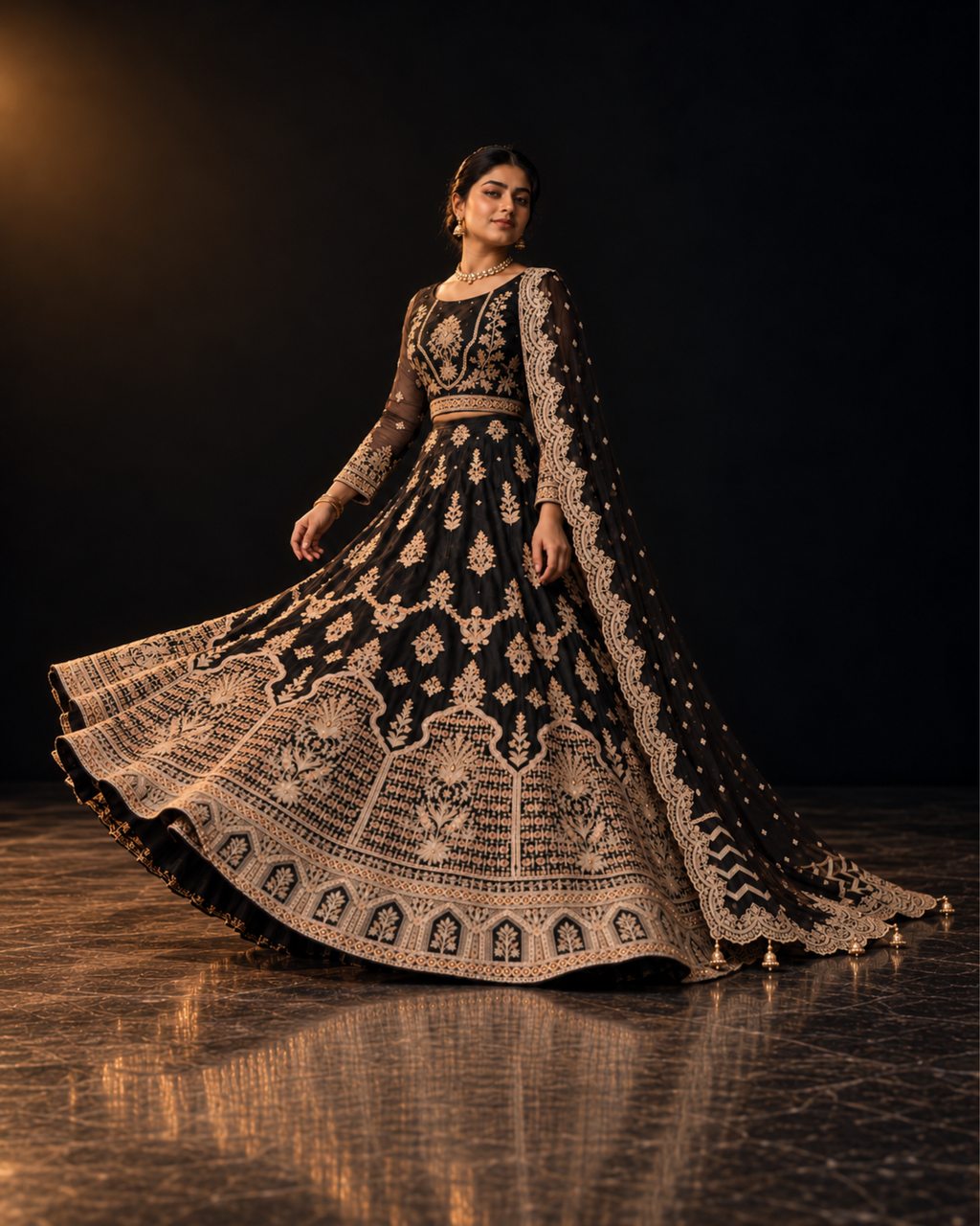 Black Heavy Embroidered Lehnga (ATL-001)