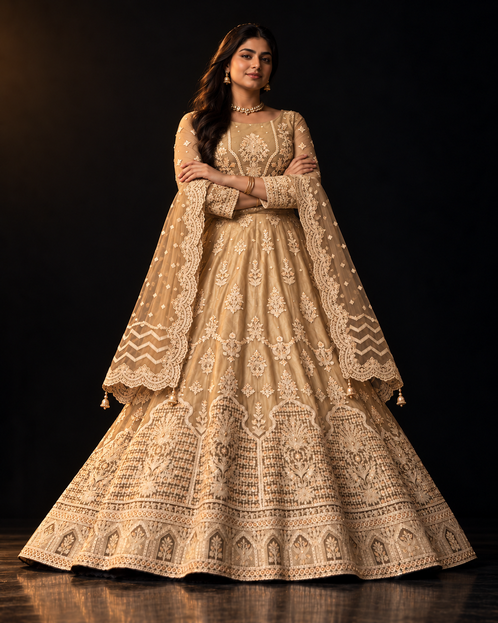 Golden Heavy Embroidered Lehnga (ATL-003)