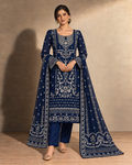 Blue Embroidered Organza Suit (ATK-002)