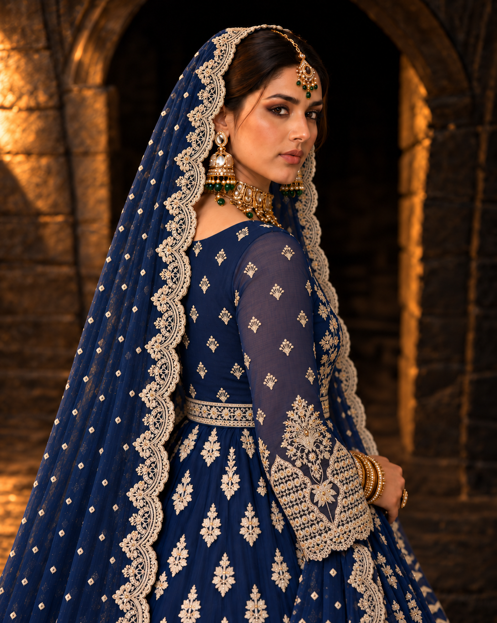 Blue Heavy Embroidered Lehnga (ATL-002)
