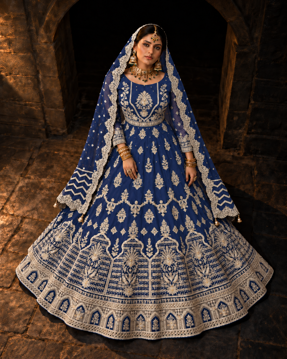 Blue Heavy Embroidered Lehnga (ATL-002)