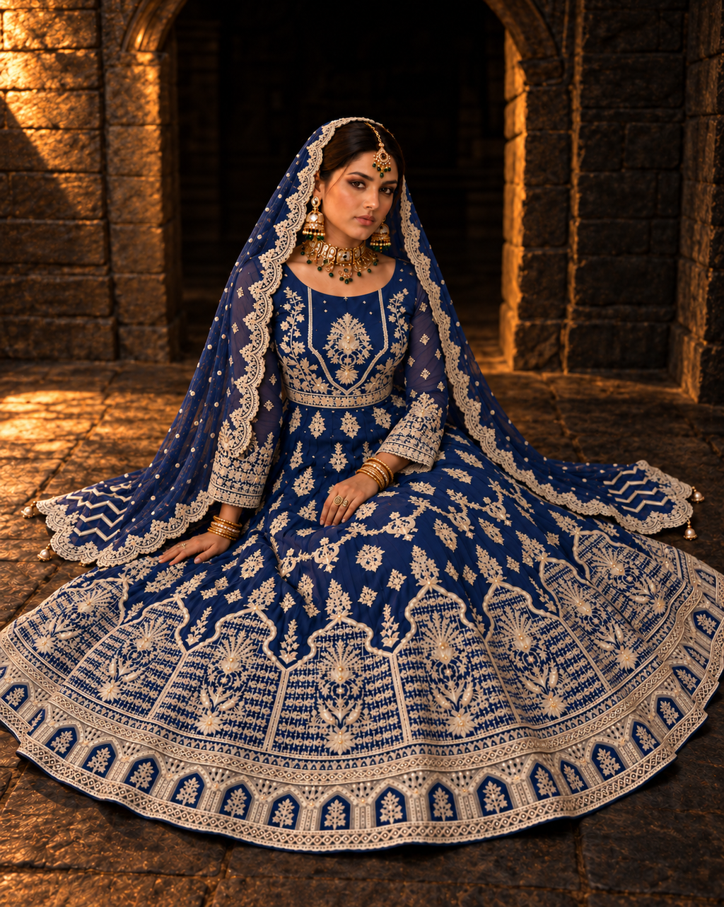 Blue Heavy Embroidered Lehnga (ATL-002)