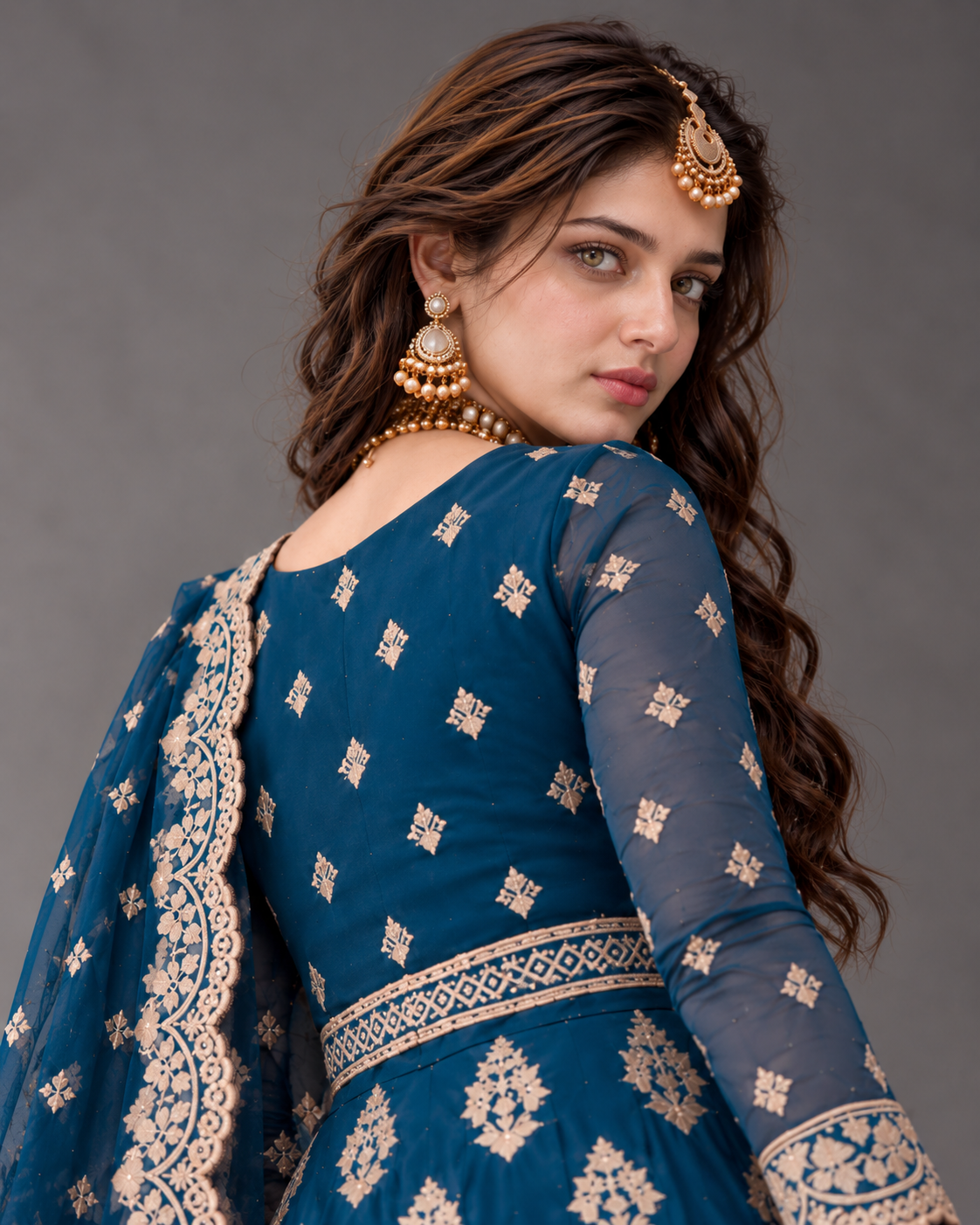 Teal Heavy Embroidered Lehnga (ATL-004)