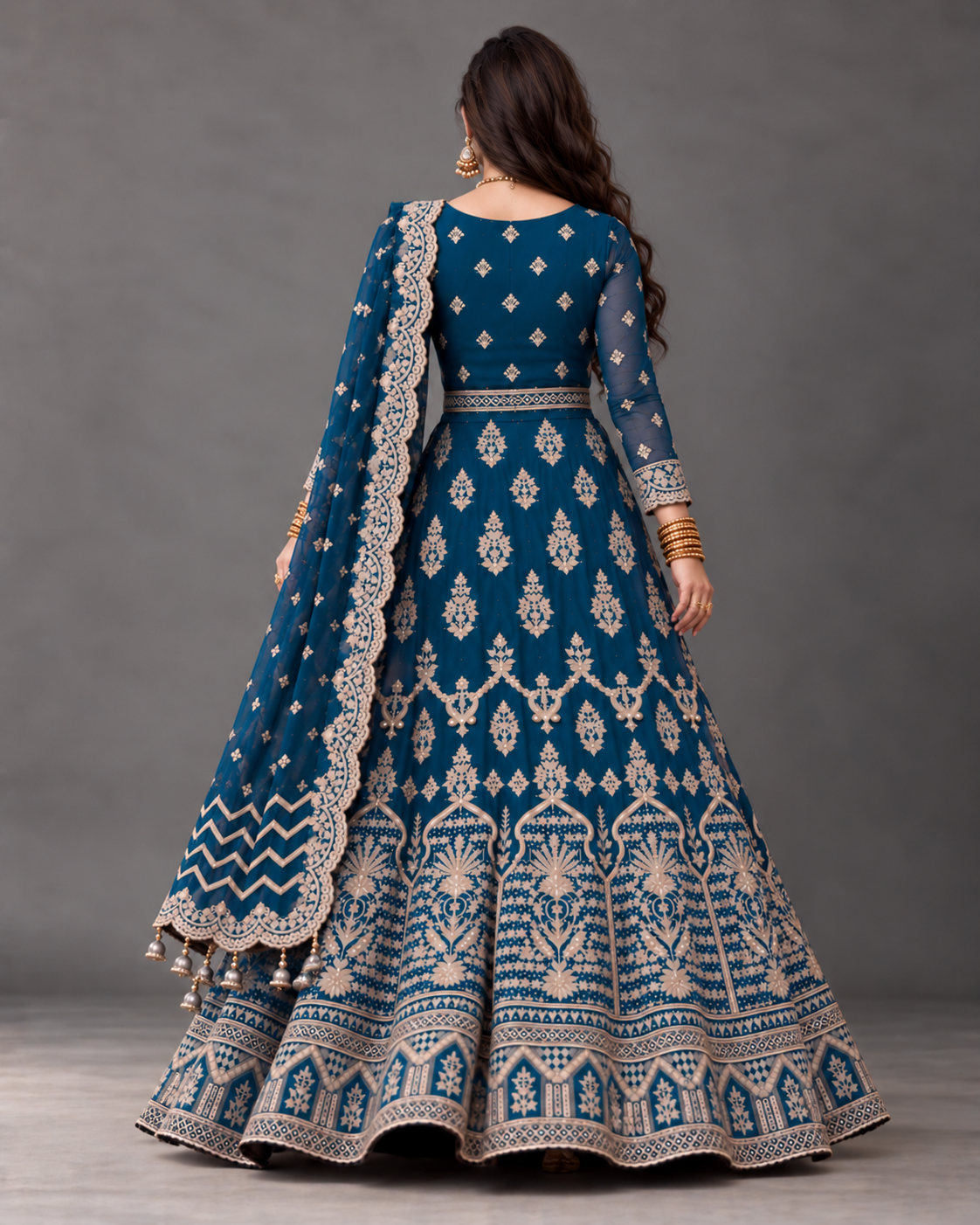 Teal Heavy Embroidered Lehnga (ATL-004)